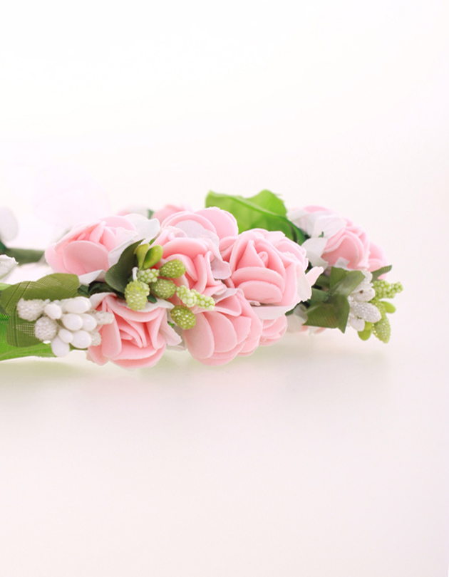 Rochelle Floral Crown in White and Pink